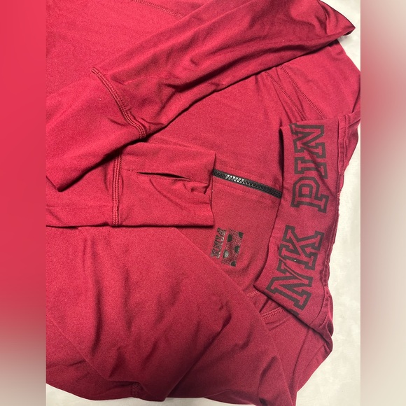 PINK Victoria's Secret Women's Burgundy Zip-Up Sweater - Picture 5 of 5